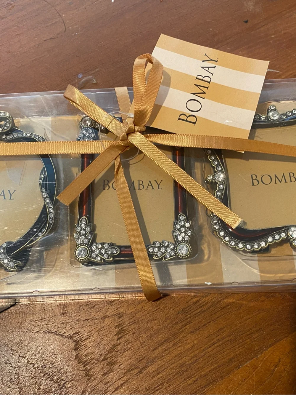 Bombay Black and Gold Jeweled Photo Frame Set - Trio